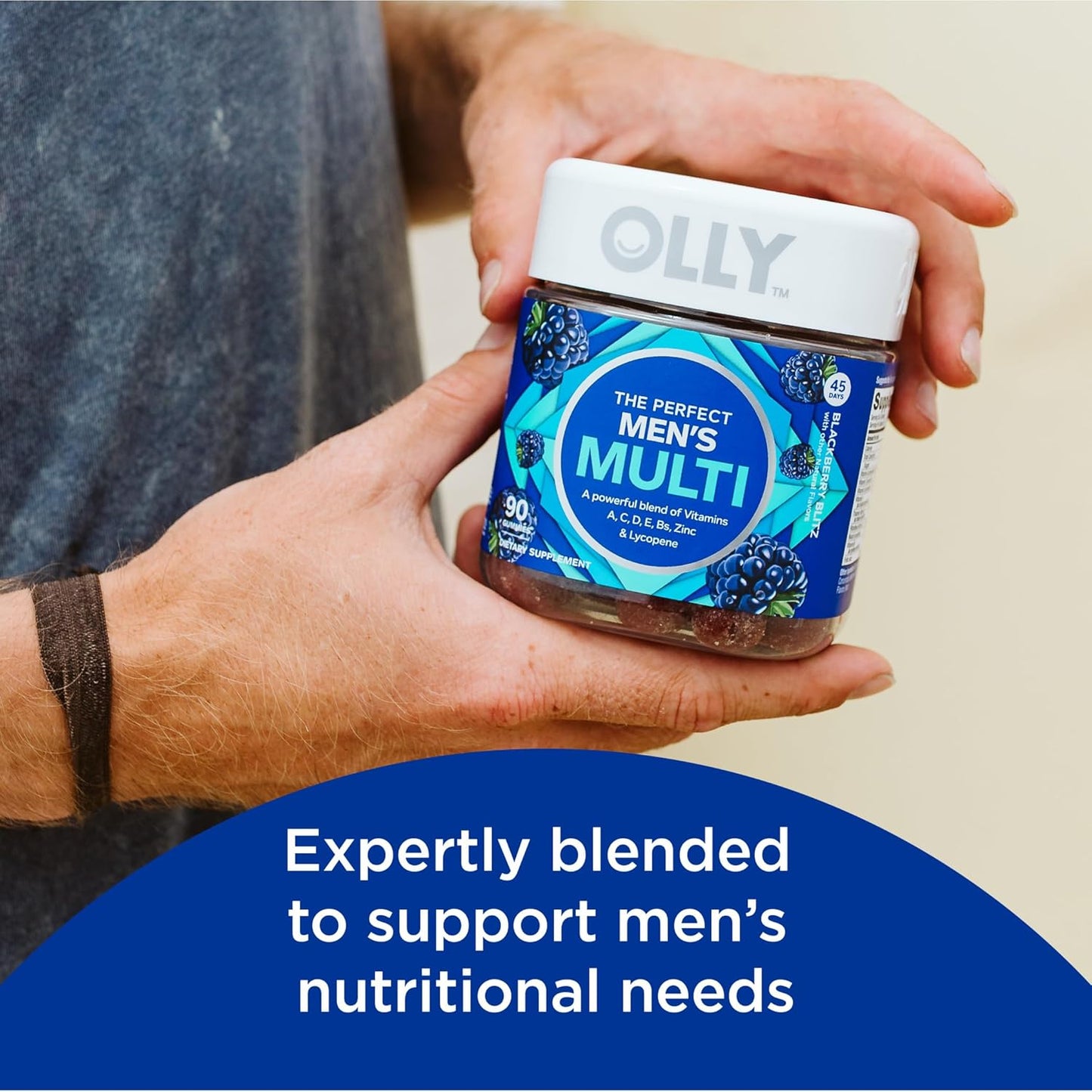 Bundle: OLLY Laser Focus & Men's Multivitamin Gummy - Ginseng, Alpha GPC, B Vitamins, Zinc - 36ct & 90ct