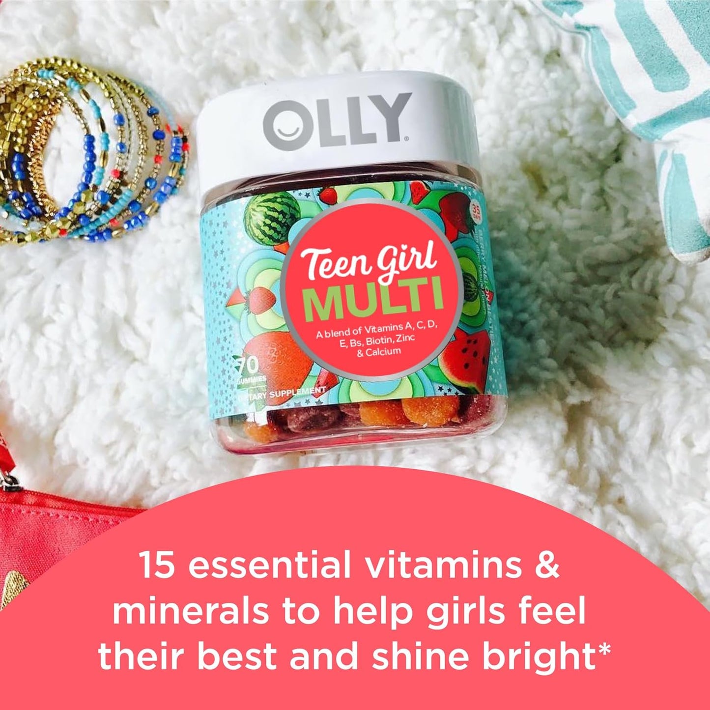 Bundle: OLLY Teen Girl Multi Gummy & Glowing Skin Gummy - 120 Count