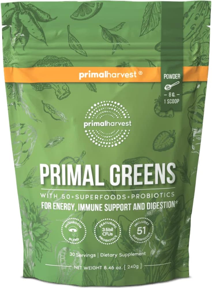 Bundle: Primal Harvest Greens Powder & Probiotics - Natural Superfood & Digestive Support