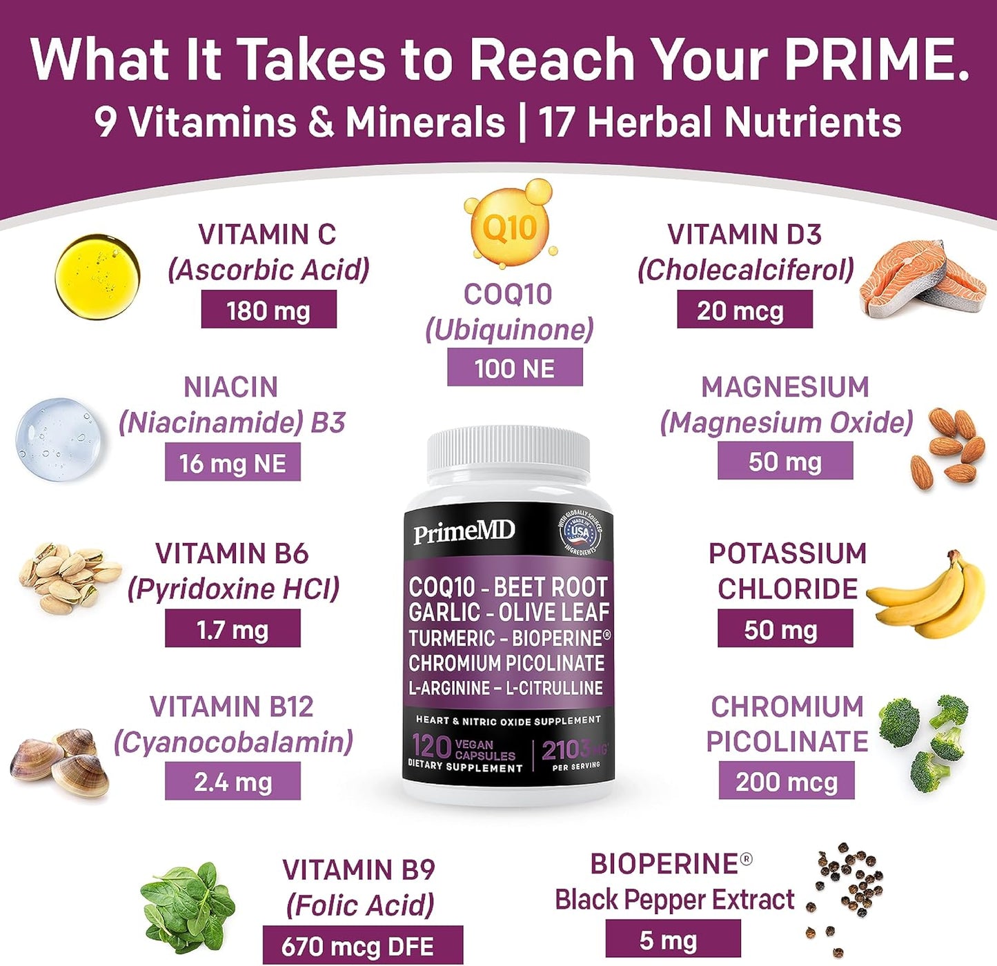 Bundle: PrimeMD Liquid Collagen Biotin (2pk) + Nitric Oxide (1pk) Supplements - Promotes Healthy Hair, Skin, Nails, Heart, Circulation - Non-GMO, Vegan, Gluten-Free