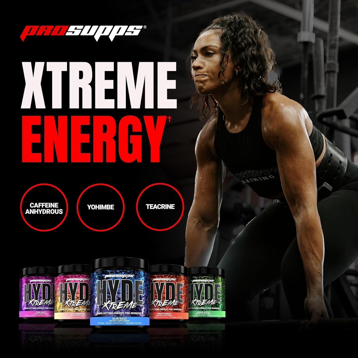 Bundle: PROSUPPS Hyde Xtreme Pre-Workout with Hard-Hitting Energy, Watermelon Flavor, and Creatine 300