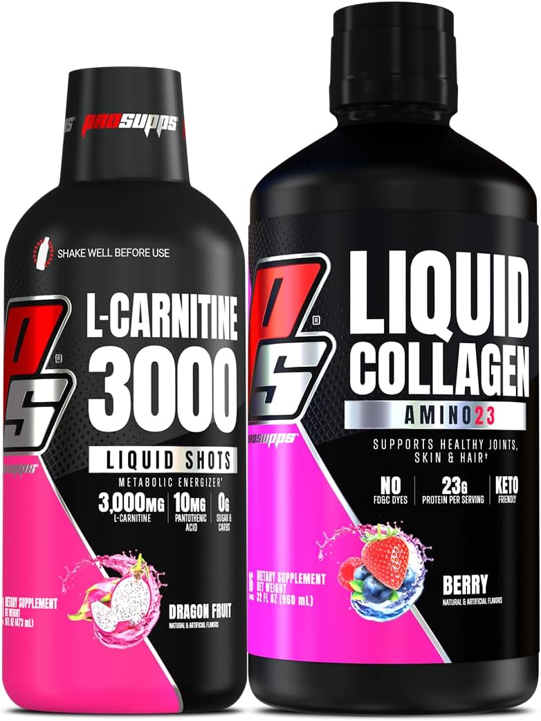 Bundle: PROSUPPS L-Carnitine 3000 & Amino23 Liquid Shots (Dragon Fruit & Berry)