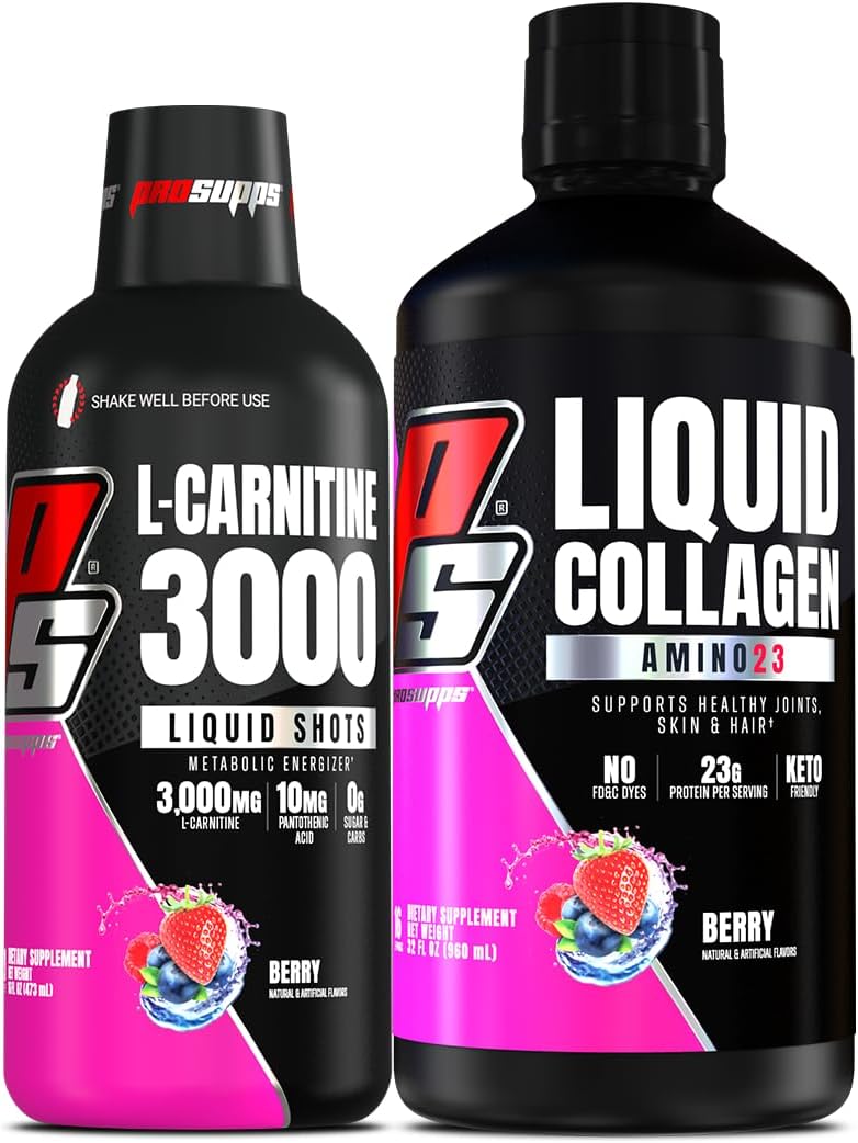 Bundle: PROSUPPS L-Carnitine 3000 Berry Liquid Shots + Dr. Jekyll Strawberry Pre-Workout Powder