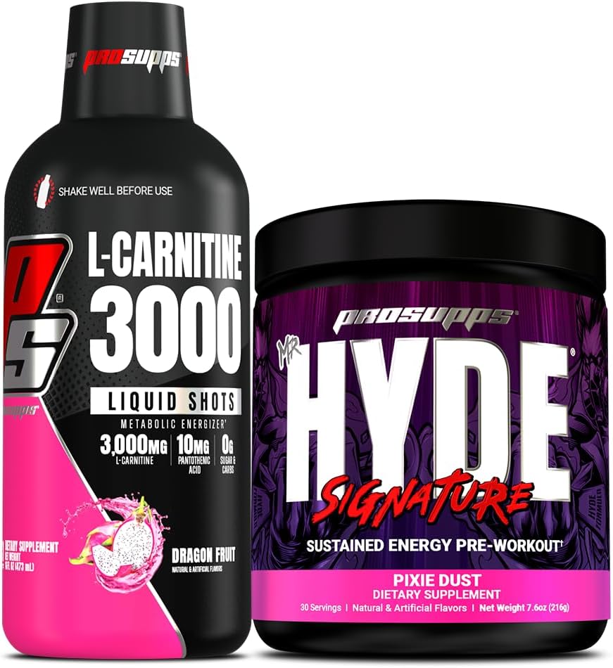 Bundle: PROSUPPS L-Carnitine 3000 Dragon Fruit Shots + Mr. Hyde Signature Series Pixie Dust Pre-Workout Energy Powder
