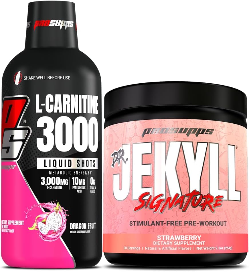 Bundle: PROSUPPS L-Carnitine 3000 Liquid Shots (31 Servings, Dragon Fruit) + Mr. Hyde Signature Series Pre-Workout Powder (30 Servings, Strawberry)