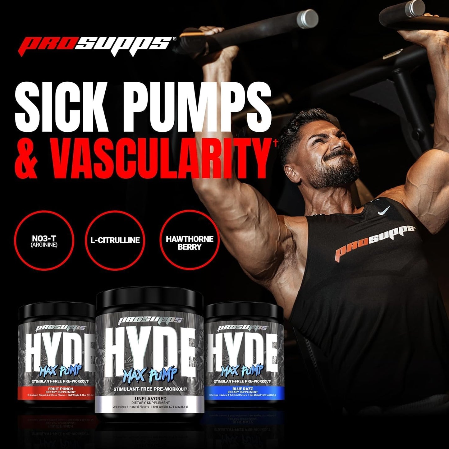 Bundle: PROSUPPS L-Carnitine 3000 Liquid Shots (31 Servings, Dragon Fruit) + Hyde Max Pump Pre Workout (20 Servings, Unflavored)
