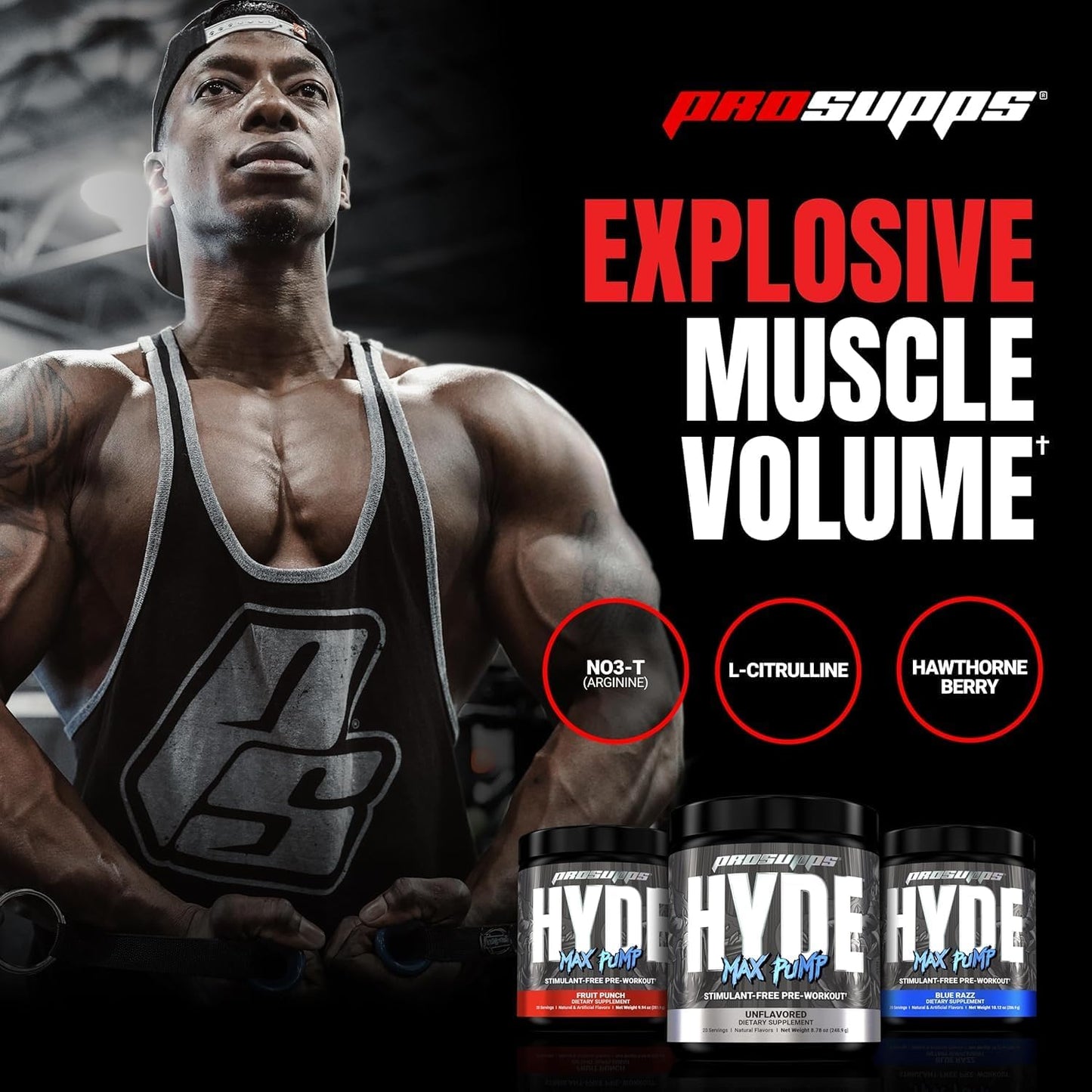 Bundle: PROSUPPS L-Carnitine 3000 Liquid Shots Dragon Fruit + Hyde Max Pump Pre Workout Fruit Punch