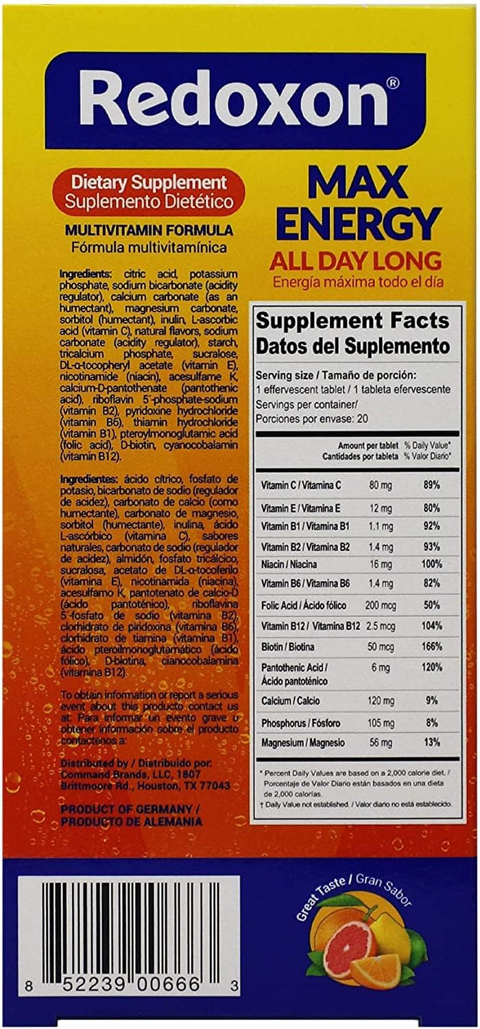 Bundle: Redoxon Max Energy Citrus & Orange Effervescent Immune Support Tablets with Vitamin C and Zinc