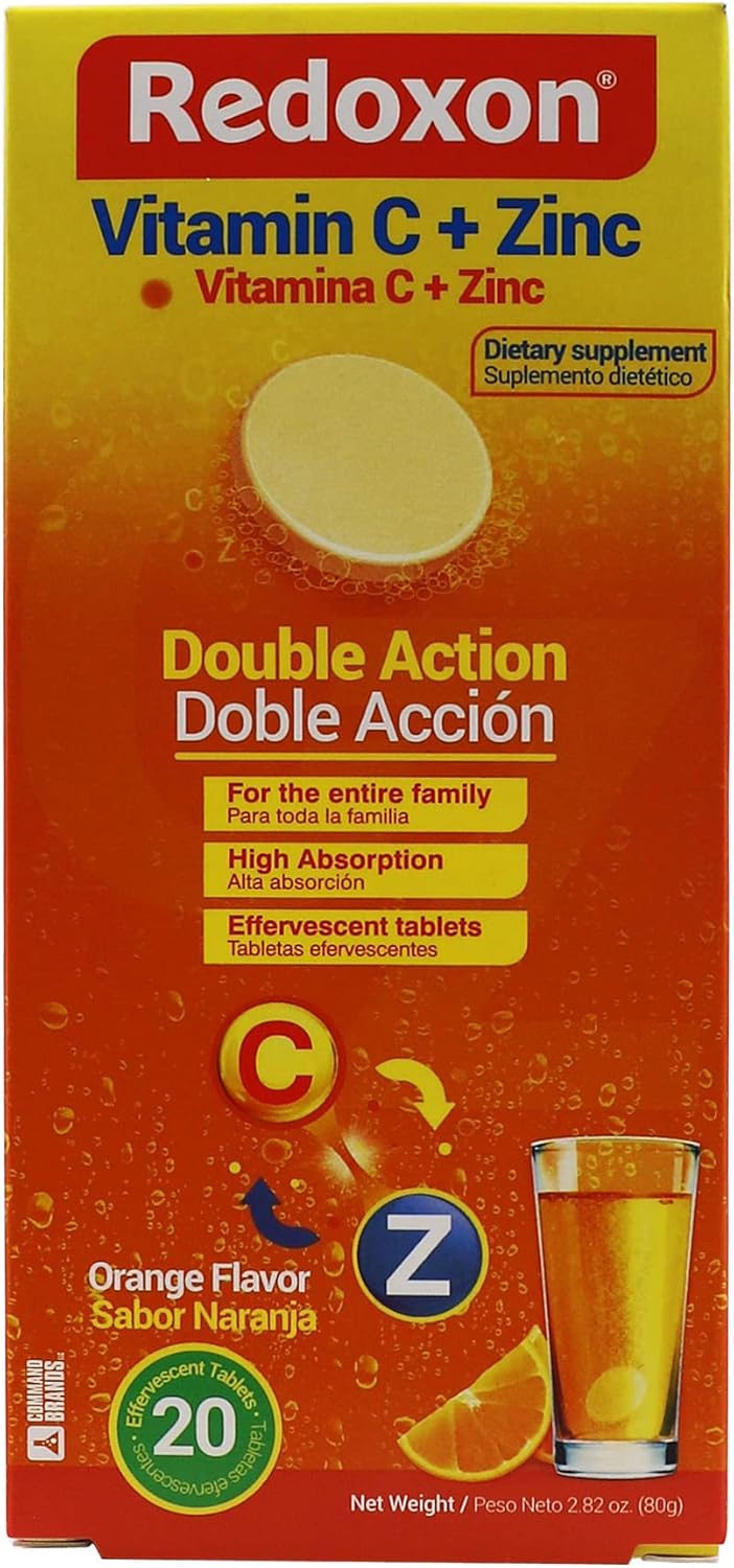 Bundle: Redoxon Max Energy Citrus & Orange Effervescent Immune Support Tablets with Vitamin C and Zinc