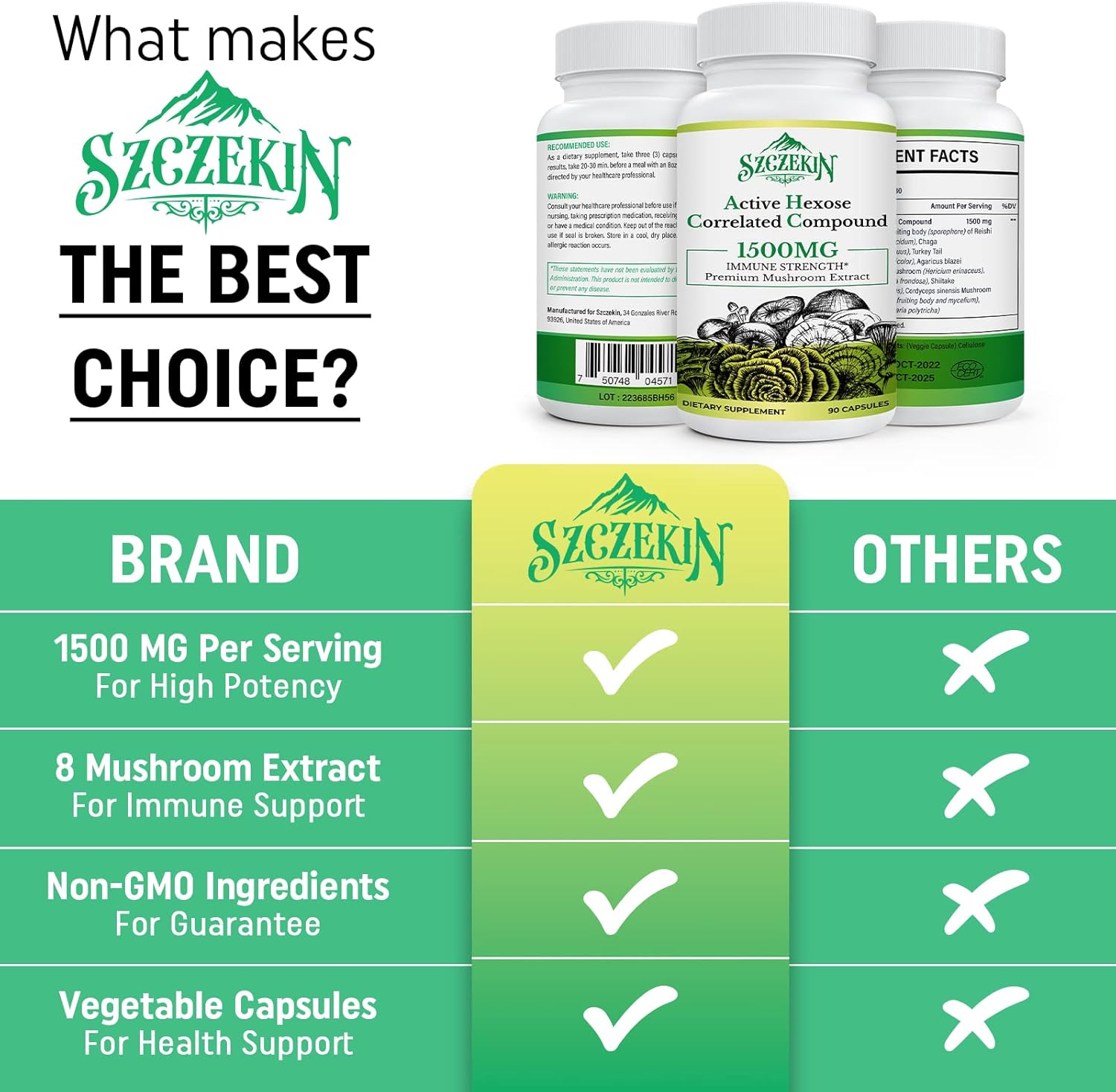 Bundle: SZCZEKIN Active Hexose Correlated Compound 1500 mg Capsules + Liposomal Supplement 240 SoftGels