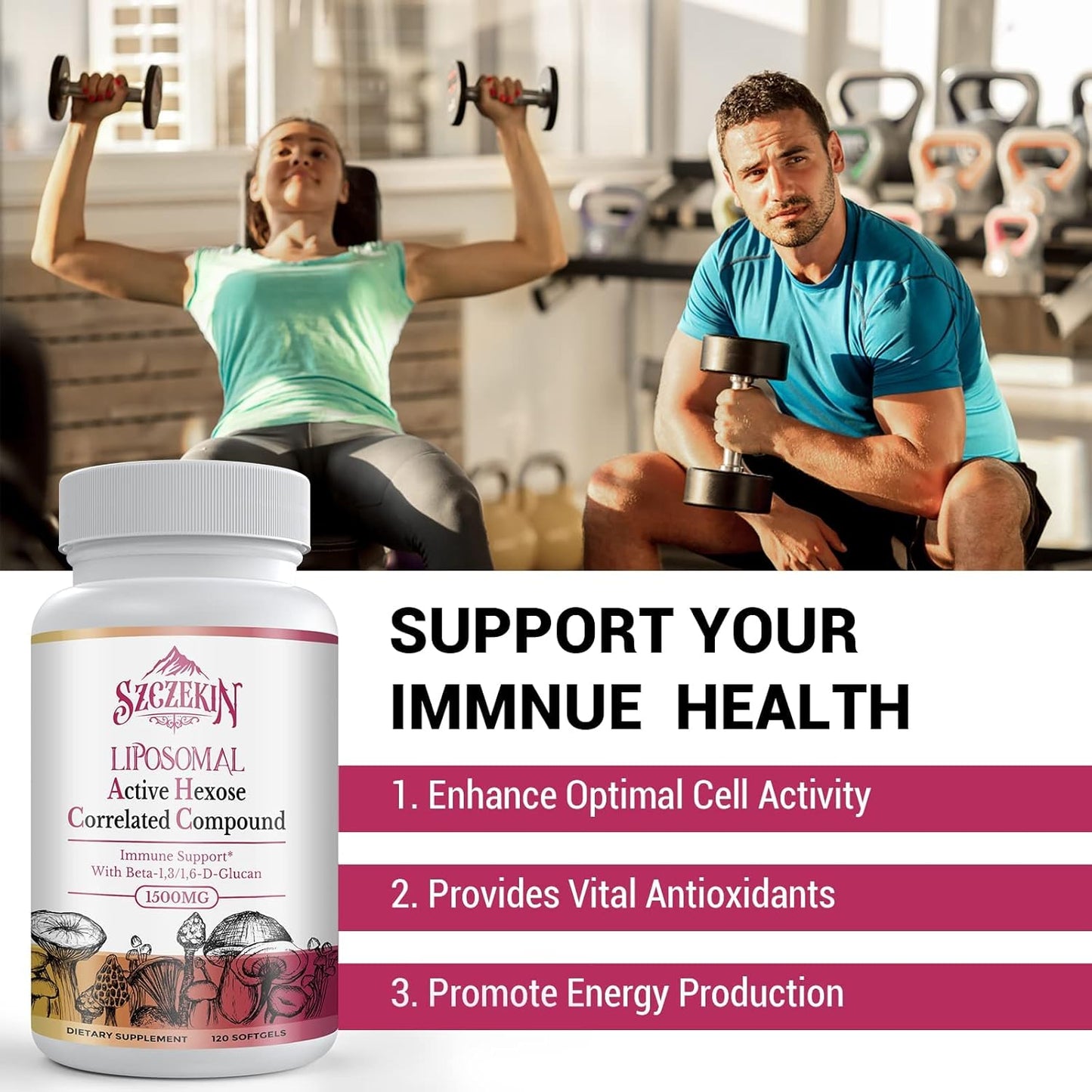 Bundle: SZCZEKIN Active Hexose Correlated Compound 1500 mg Capsules + Liposomal Supplement 240 SoftGels
