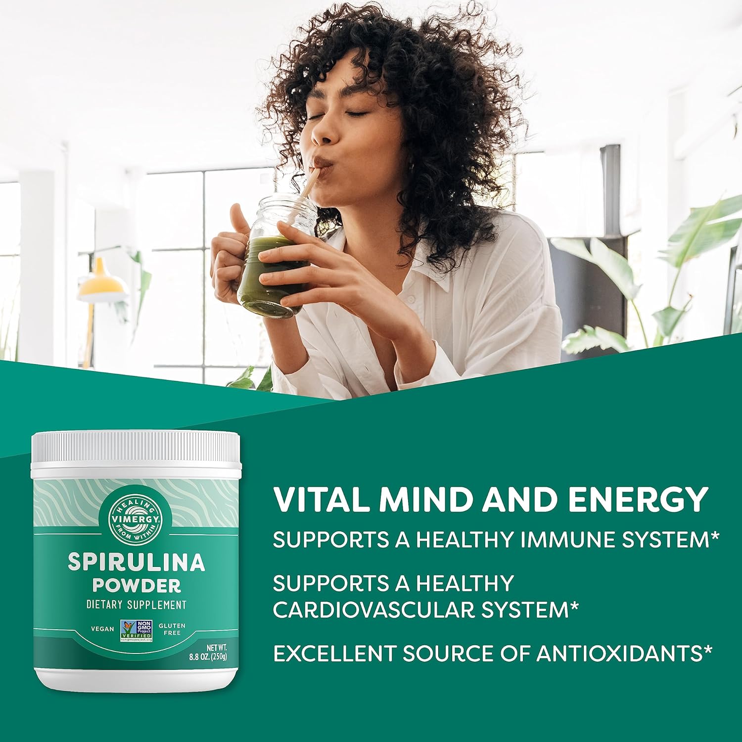 Bundle: Vimergy USDA Organic Zinc and Spirulina Juice Powder - 57 Servings of Zinc, 83 Servings of Spirulina