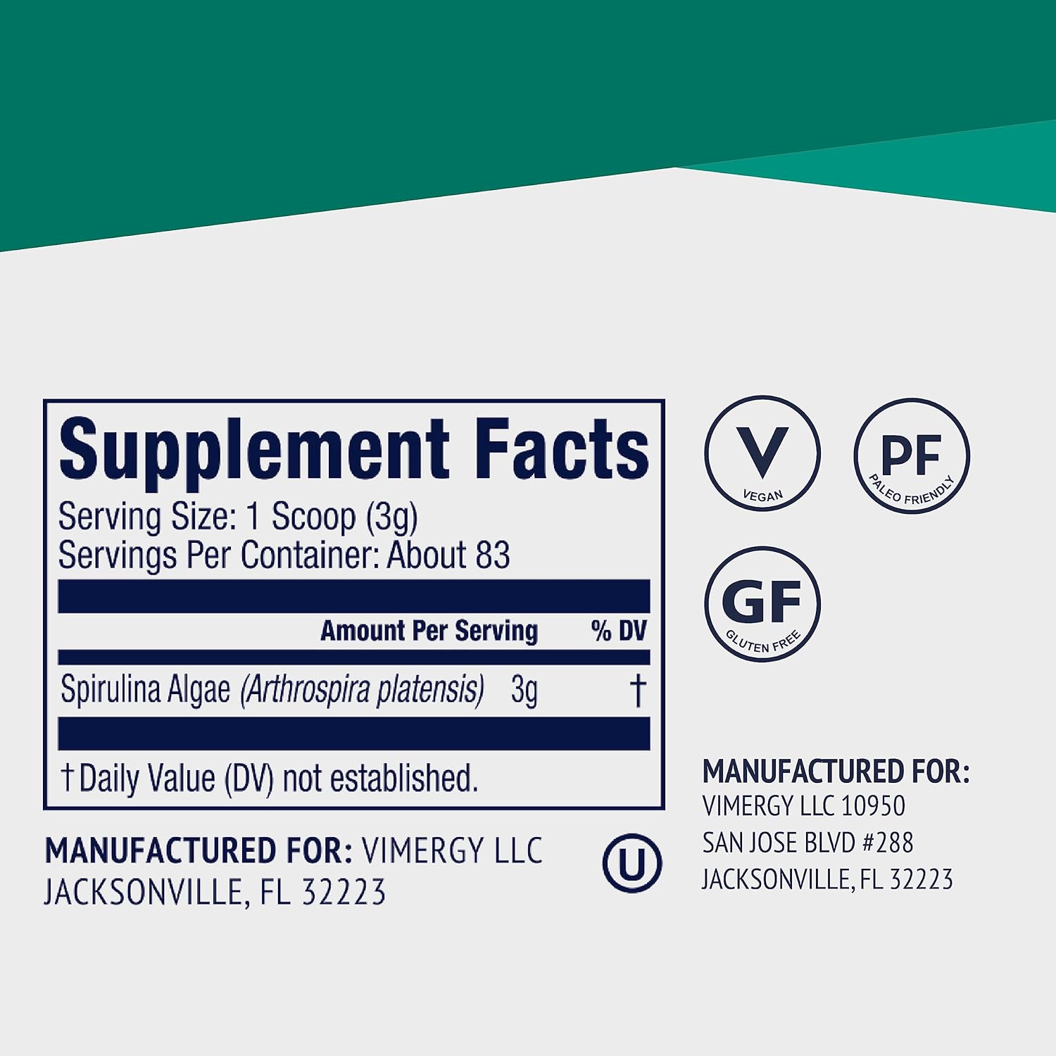 Bundle: Vimergy USDA Organic Zinc and Spirulina Juice Powder - 57 Servings of Zinc, 83 Servings of Spirulina