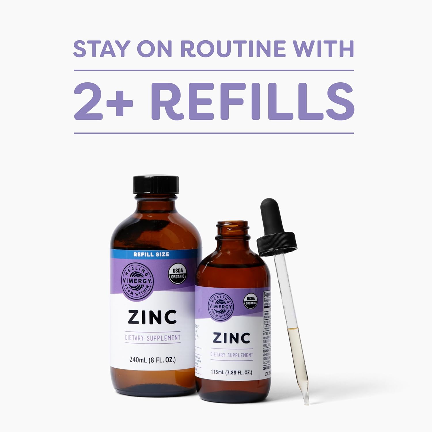 Bundle: Vimergy Zinc 115 mL and 240 mL Refill - Save on Your Zinc Supplements