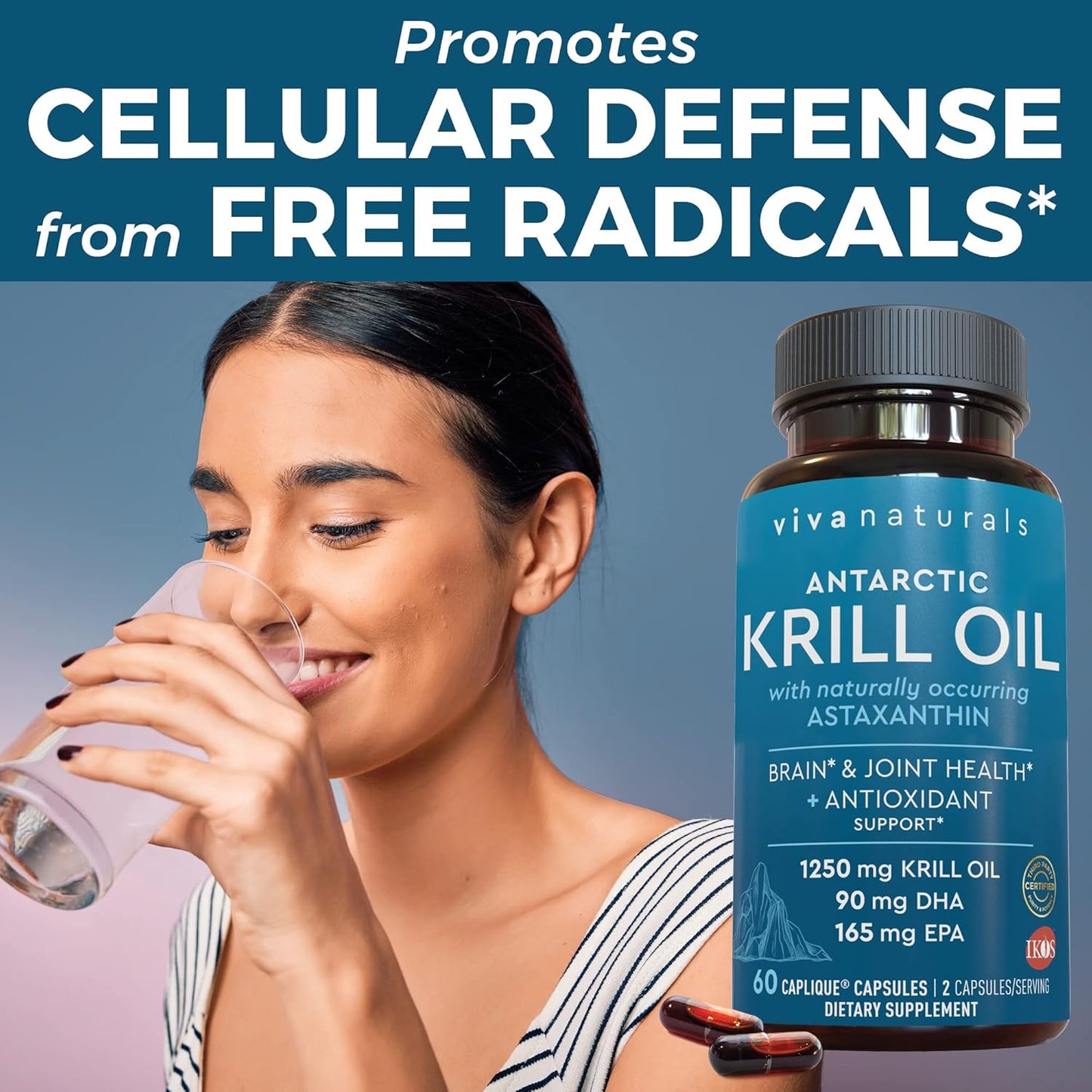 Bundle: Viva Naturals Antarctic Krill Oil & Triple-Strength Omega 3 Fish Oil - 1250 mg Krill Oil & 2200 mg Fish Oil Per Serving - EPA and DHA Omega 3