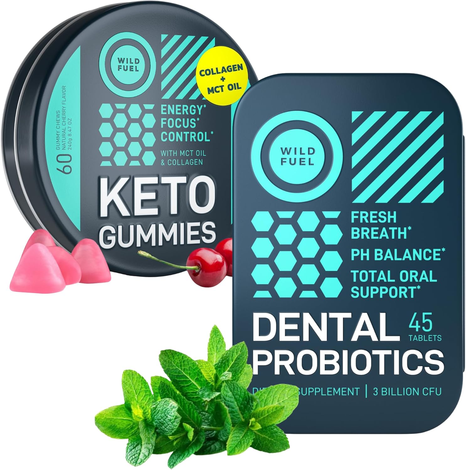 Bundle: WILD FUEL Dental Probiotics with Keto Candy MCT Gummies - Oral Health and Gut Support