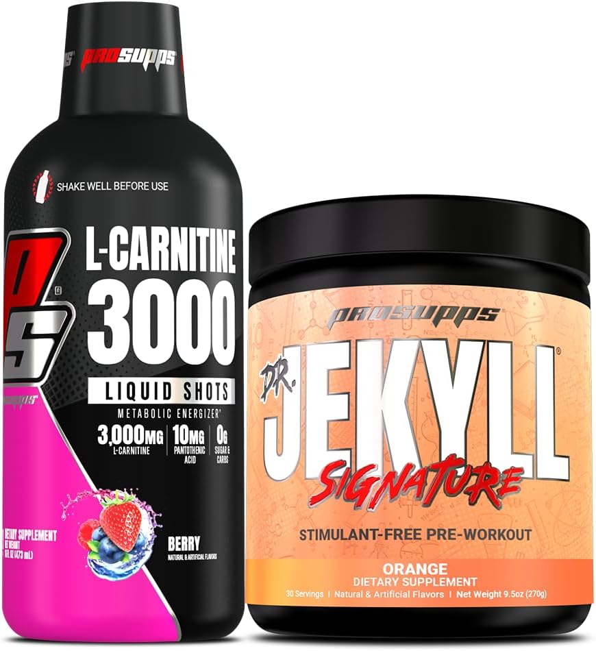 Bundle with PROSUPPS L-Carnitine 3000 Liquid Shots and Mr. Hyde Signature Pre-Workout Powder (Berry & Orange, 31 & 30 Servings)