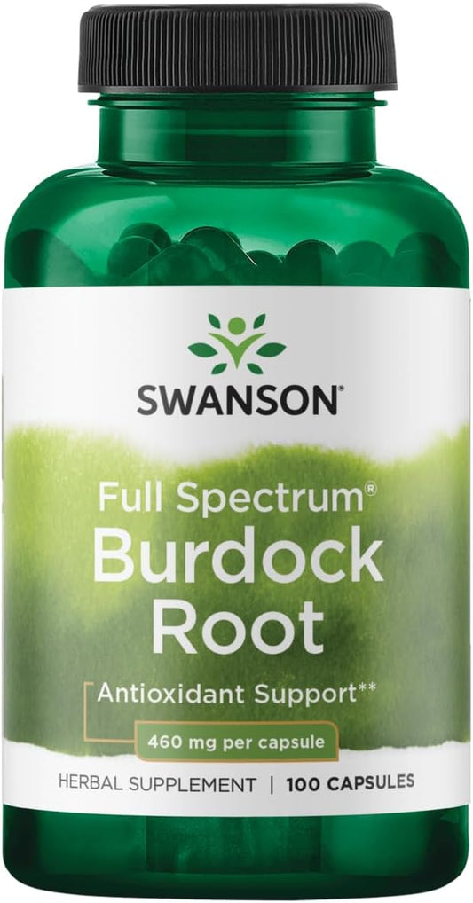 Burdock Root Capsules for Detox Support & Healthy Immune System - Herbal Antioxidant Supplement - Kidney & Liver Cleanse - 100 Capsules, 460mg