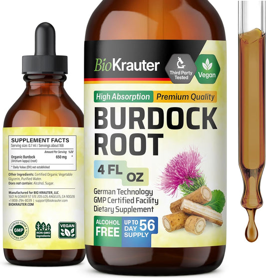 Burdock Root Tincture Liquid Supplement - Antioxidant Support - Vegan Extract Drops - Alcohol & Sugar Free - 4 Fl.Oz.