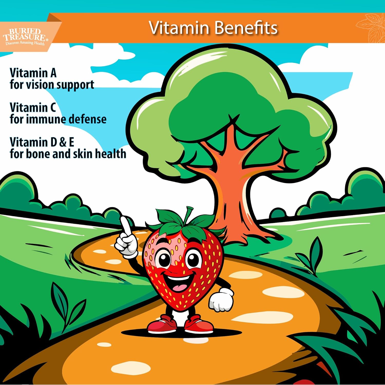 Buried Treasure Children’s Liquid Multivitamin - Orange Mango Flavor, 16 oz, 16 Servings, Essential Nutrients for Kids