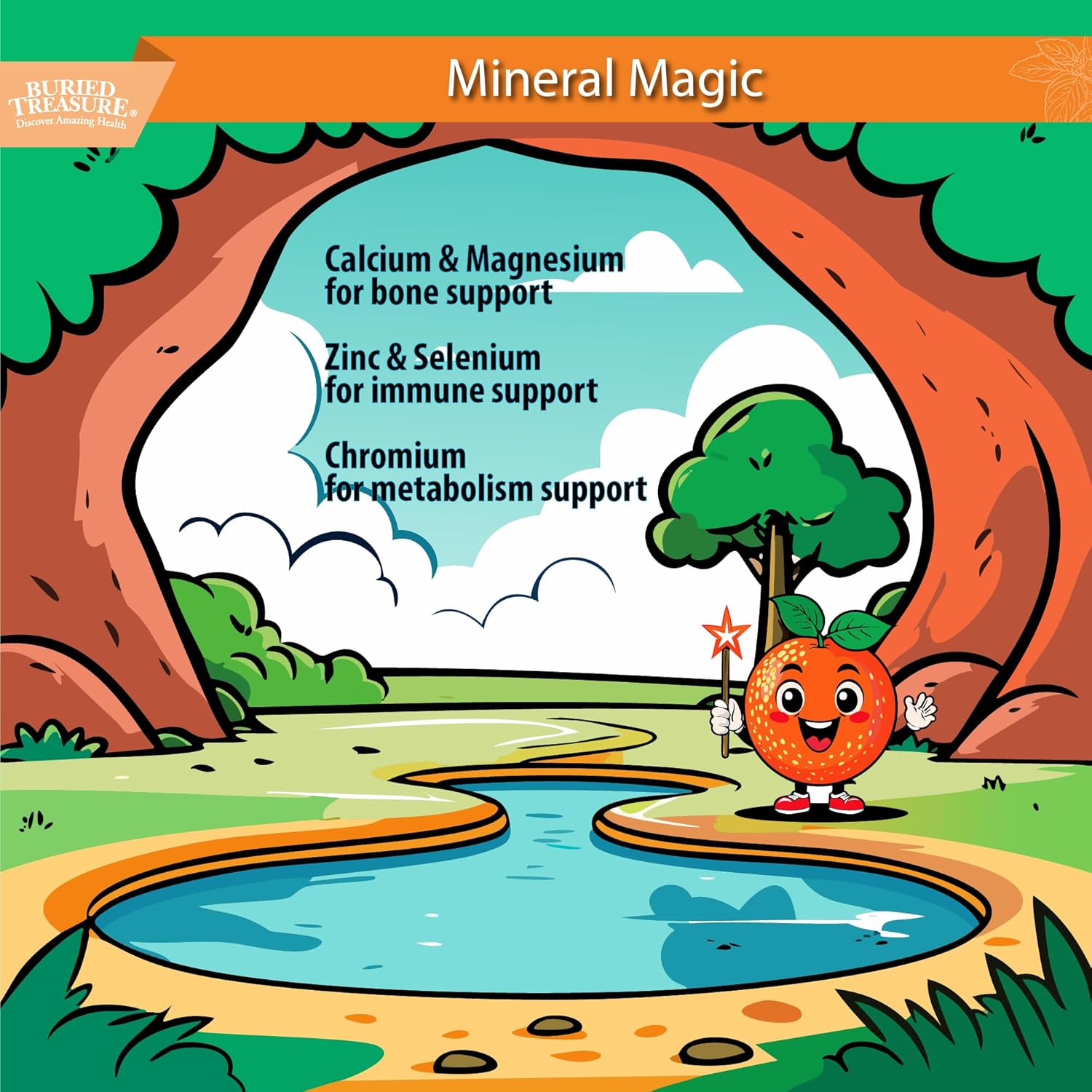 Buried Treasure Children’s Liquid Multivitamin - Orange Mango Flavor, 16 oz, 16 Servings, Essential Nutrients for Kids