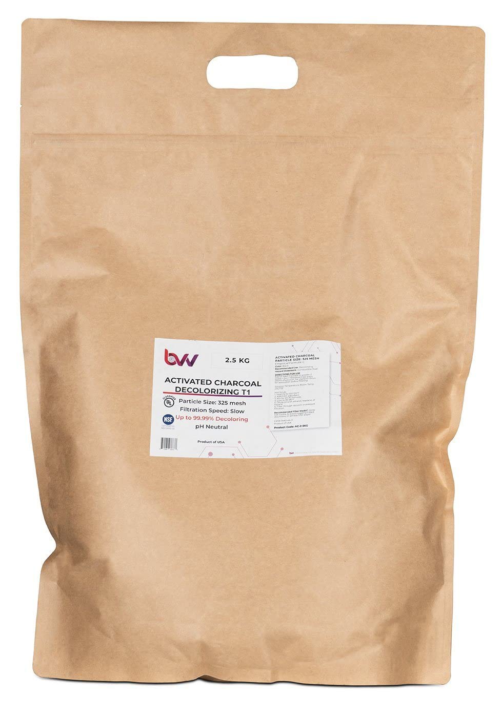 BVV Activated Hardwood Carbon Decolorizing T1 - 2.5 Kg - 100% Hardwood Charcoal