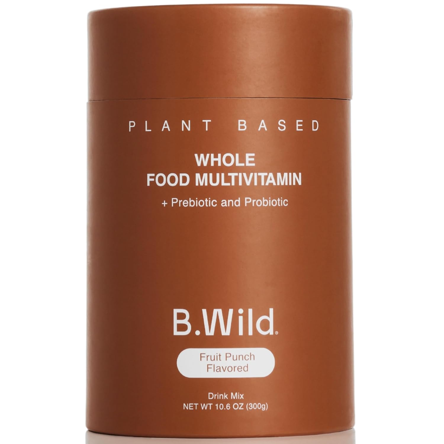 B.WILD Plant Based Antioxidant Drink Mix with Prebiotics & Probiotics - Fruit Punch Flavor - 300g, 30 Day Supply