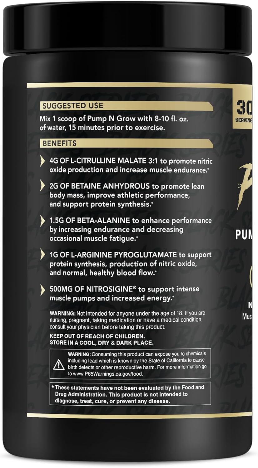 Caffeine-Free Anabolic Warfare Pump-N-Grow Pre-Workout with L-Citrulline, L-Arginine, Beta-Alanine - Au Naturel (30 Servings)