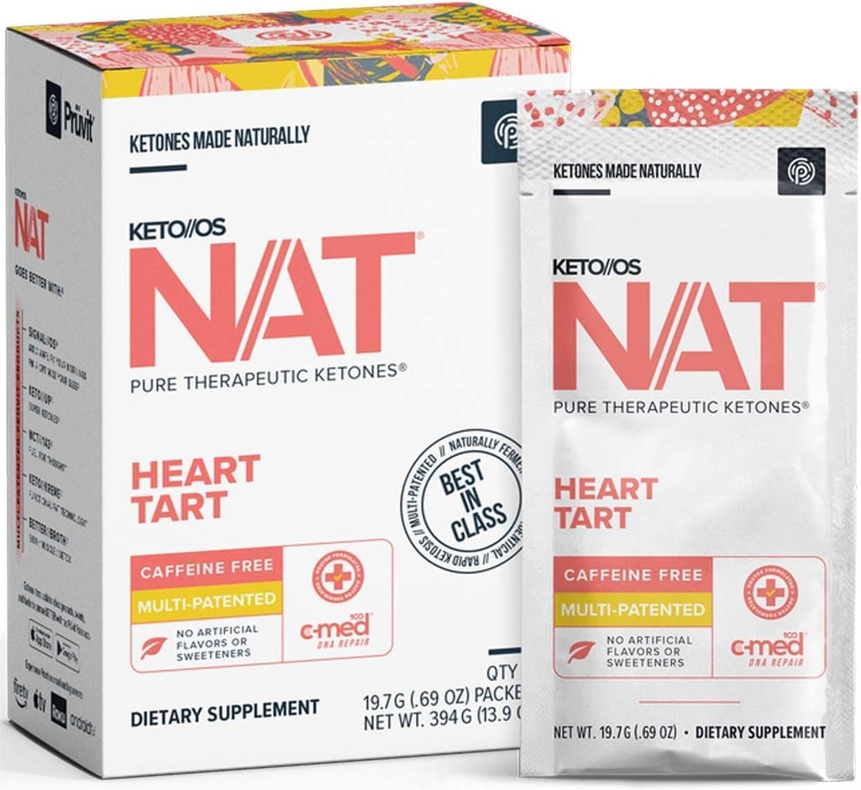 Caffeine-Free Heart Tart Keto Supplements with Exogenous Ketones for Workout Energy - BHB Salts Ketogenic Supplement for Men and Women (20 Count)