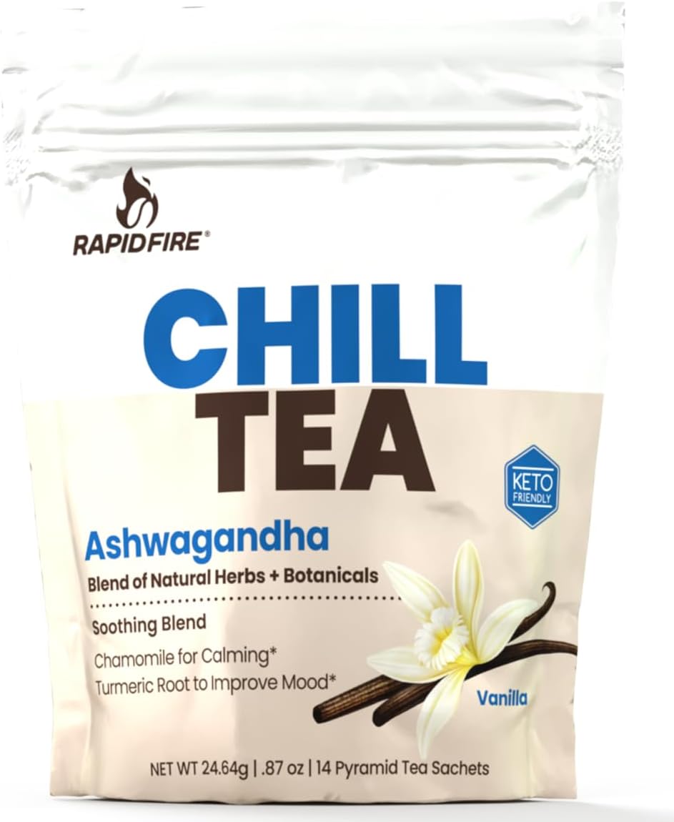 Caffeine-Free Stress Relief Tea with Ashwagandha, Chamomile, and Turmeric - 14 Tea Bags