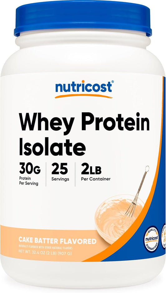 Cake Batter Flavored Nutricost Whey Protein Isolate Powder - 2LB Jar