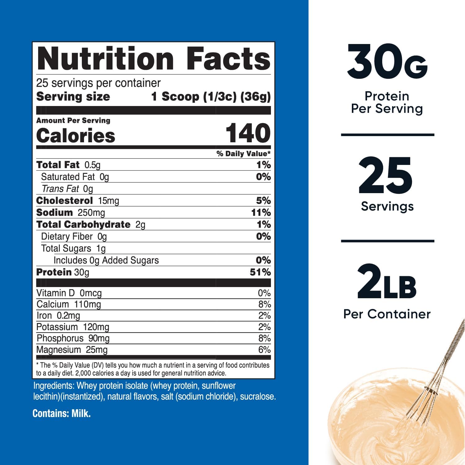 Cake Batter Flavored Nutricost Whey Protein Isolate Powder - 2LB Jar