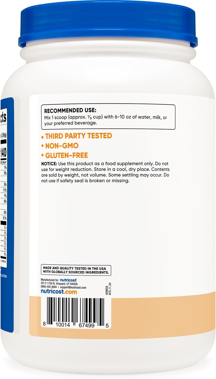 Cake Batter Flavored Nutricost Whey Protein Isolate Powder - 2LB Jar