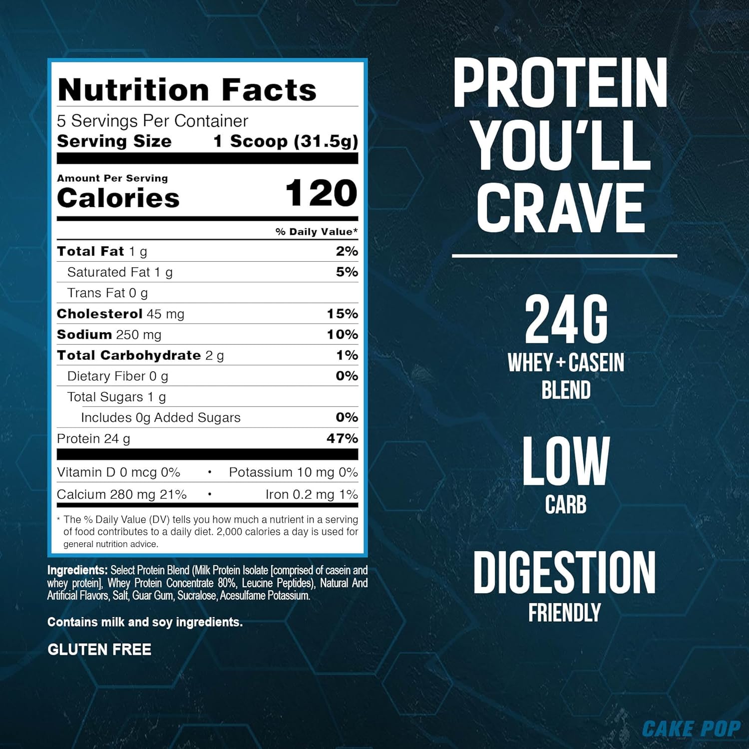 Cake Pop PEScience Select Low Carb Protein Powder - Keto & Gluten Free - 5 Servings