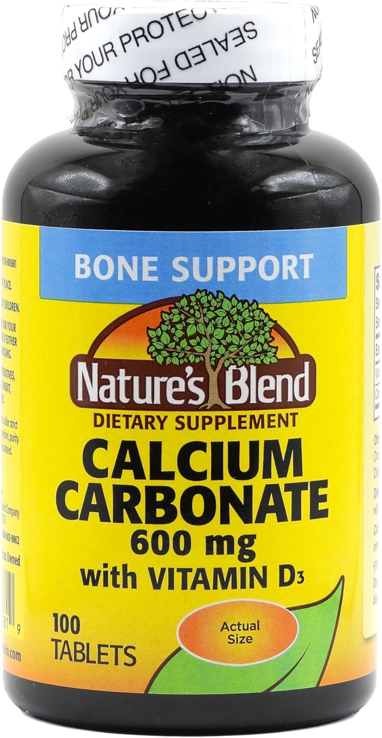 Calcium Carbonate with Vitamin D3 600 mg/400 IU Tablets - 100 Count Pack