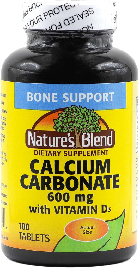 Calcium Carbonate with Vitamin D3 600 mg/400 IU Tablets - 100 Count Pack