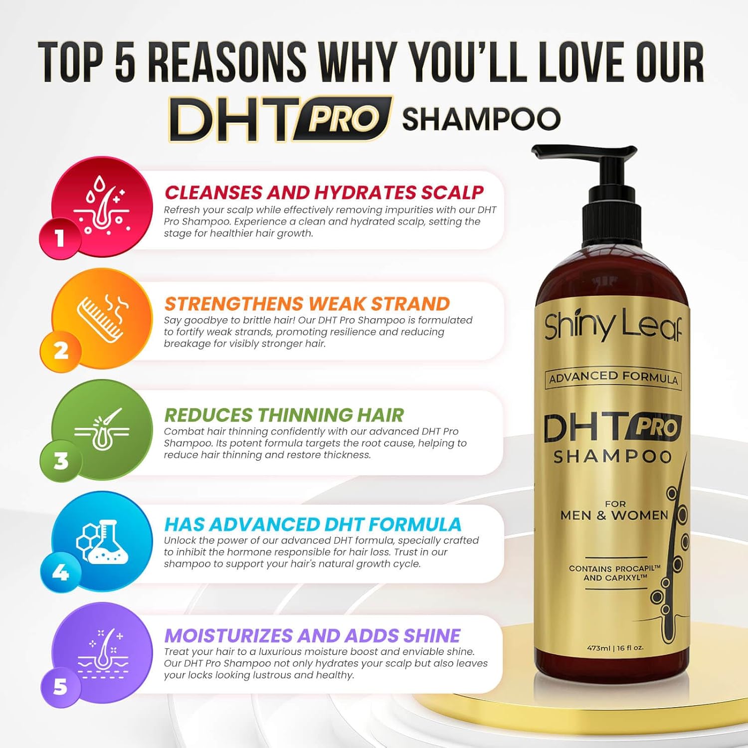 Calcium Citrate Multivitamin Capsules for Women and Men, 1-Month Supply with DHT Pro Gold Shampoo