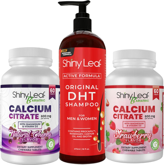 Calcium Citrate with Vitamin D3 and Magnesium Chewable Supplement - 120 Flavored Tablets for Hair Loss & Bone Health, 2 Month Supply