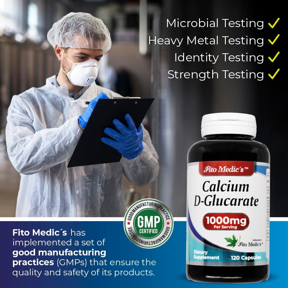 Calcium D-Glucarate 1000mg - 120 Capsules for Menopause Support and Liver Detox - High Absorption Calcium Supplement from FITO MEDIC'S Lab
