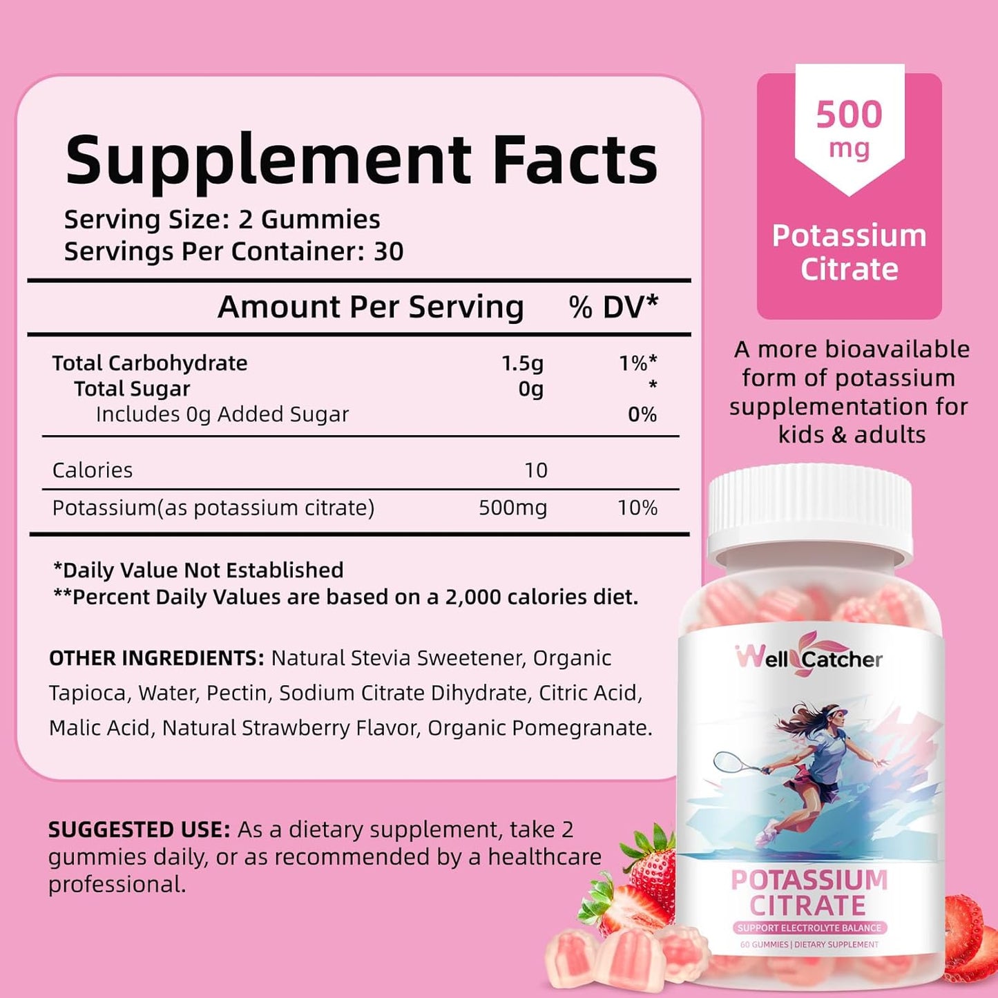Calcium Magnesium Gummies with Potassium Citrate - Wellcatcher Formula for Bone Health
