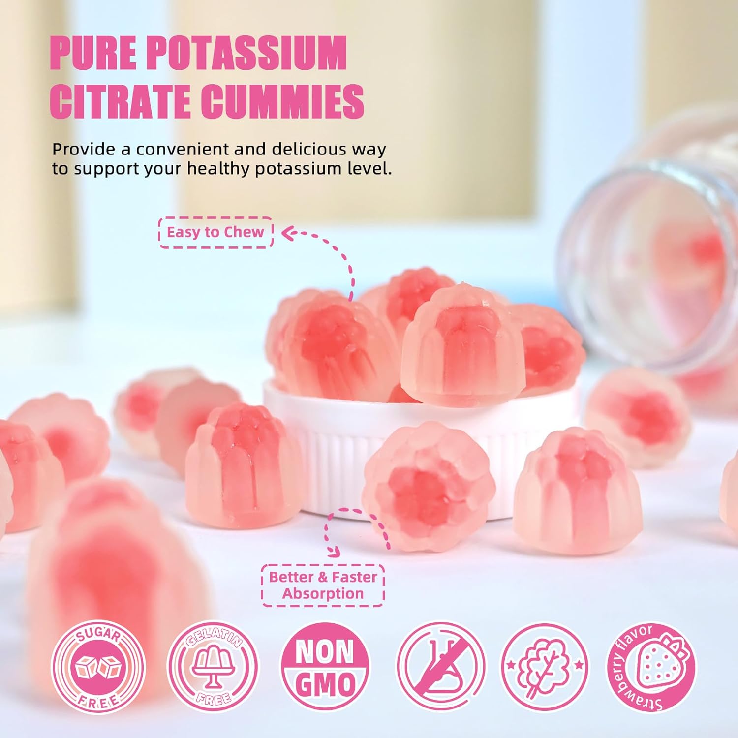 Calcium Magnesium Gummies with Potassium Citrate - Wellcatcher Formula for Bone Health