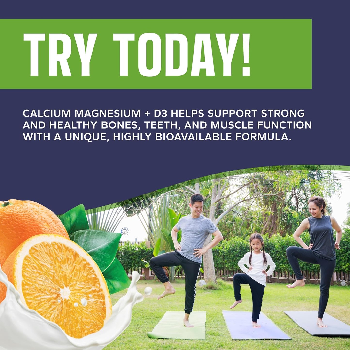 Calcium Magnesium Liquid Supplement with D3, Boron, Manganese - 2:1 Ratio for Strong Bones - Orange Vanilla Flavor - 32oz Bottle (32 Servings)