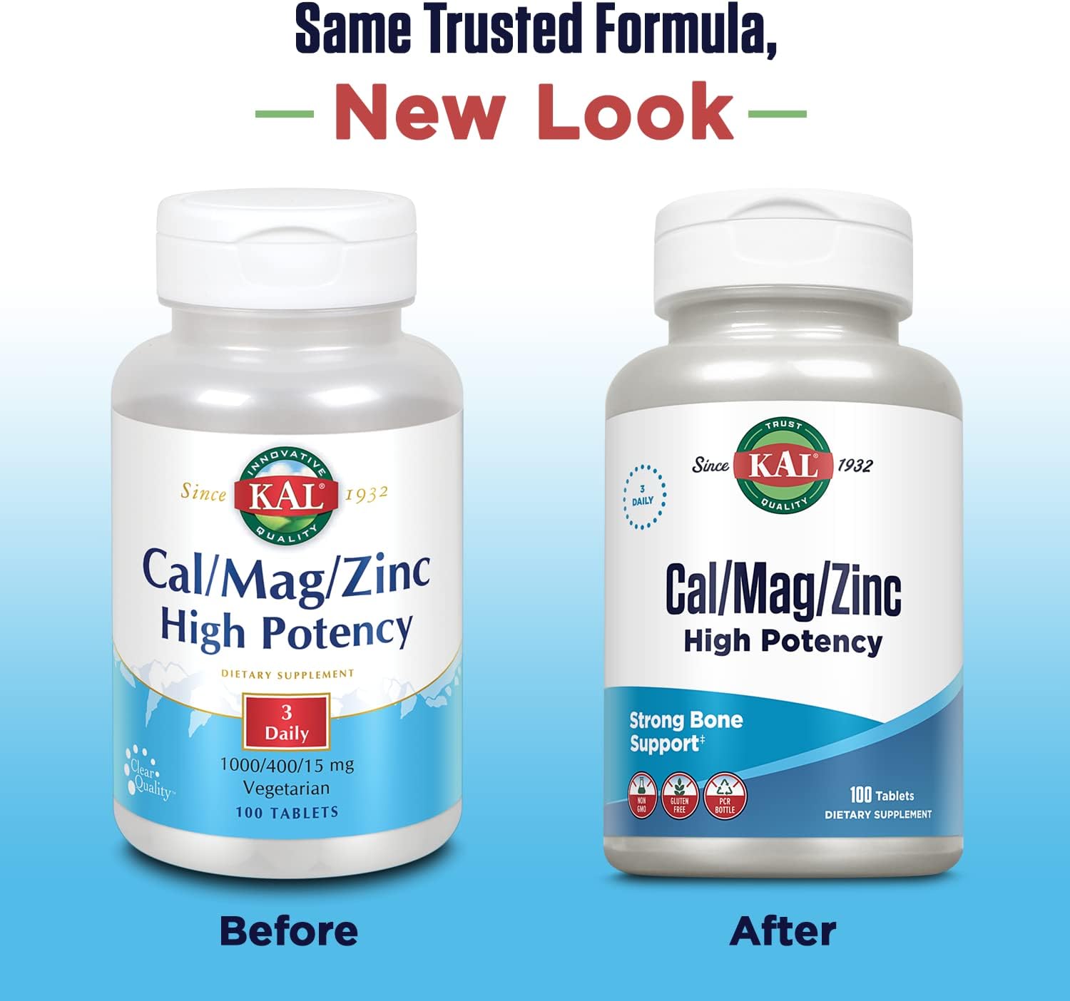 Calcium Magnesium Zinc Supplement | 1000mg Calcium, 400mg Magnesium, 15mg Zinc | Supports Bone, Muscle, Heart, Immune | 100ct, 33 Servings