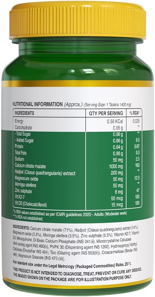 Calcium Magnesium Zinc Tablets with Vitamin D3 & K2, Muscle Health Supplement for Men & Women, Natural Formula