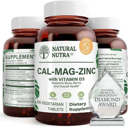 Calcium, Magnesium, Zinc & Vitamin D3 Bone Health Supplement - Gluten-Free, Sugar-Free Mineral Complex - 200 Count