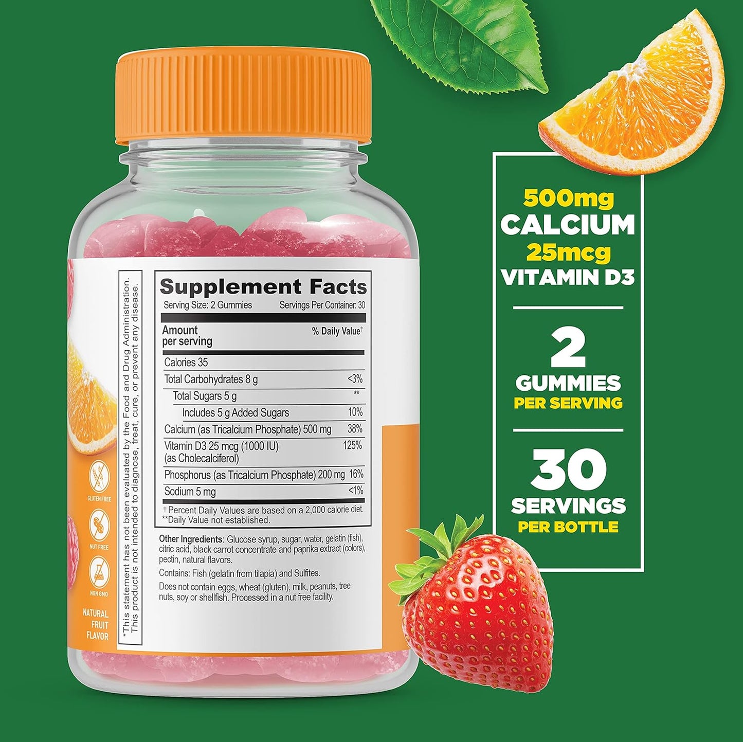 Calcium & Vitamin D Gummies Bundle with Probiotic - Tasty Supplement, Gluten & GMO Free, Chewable Formula