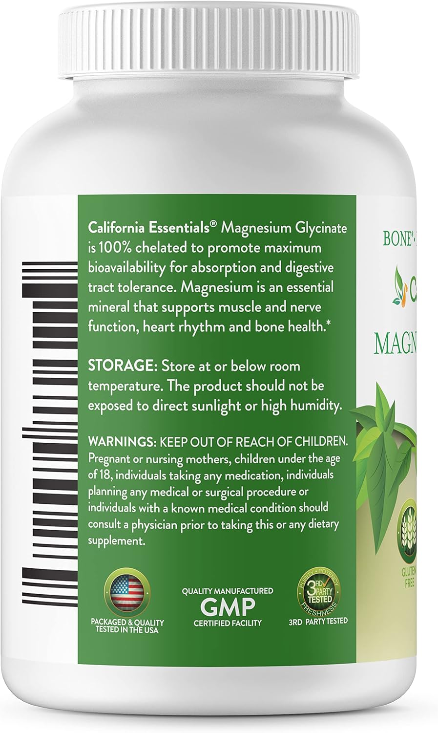 California Essentials Magnesium Glycinate 400 - High Absorption Muscle & Bone Support - Vegan, Non-GMO, Gluten-Free (360 Count)