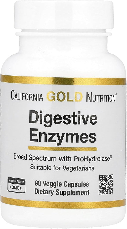 California Gold Nutrition Broad Spectrum Digestive Enzymes for Vegetarians - 90 Veggie Capsules