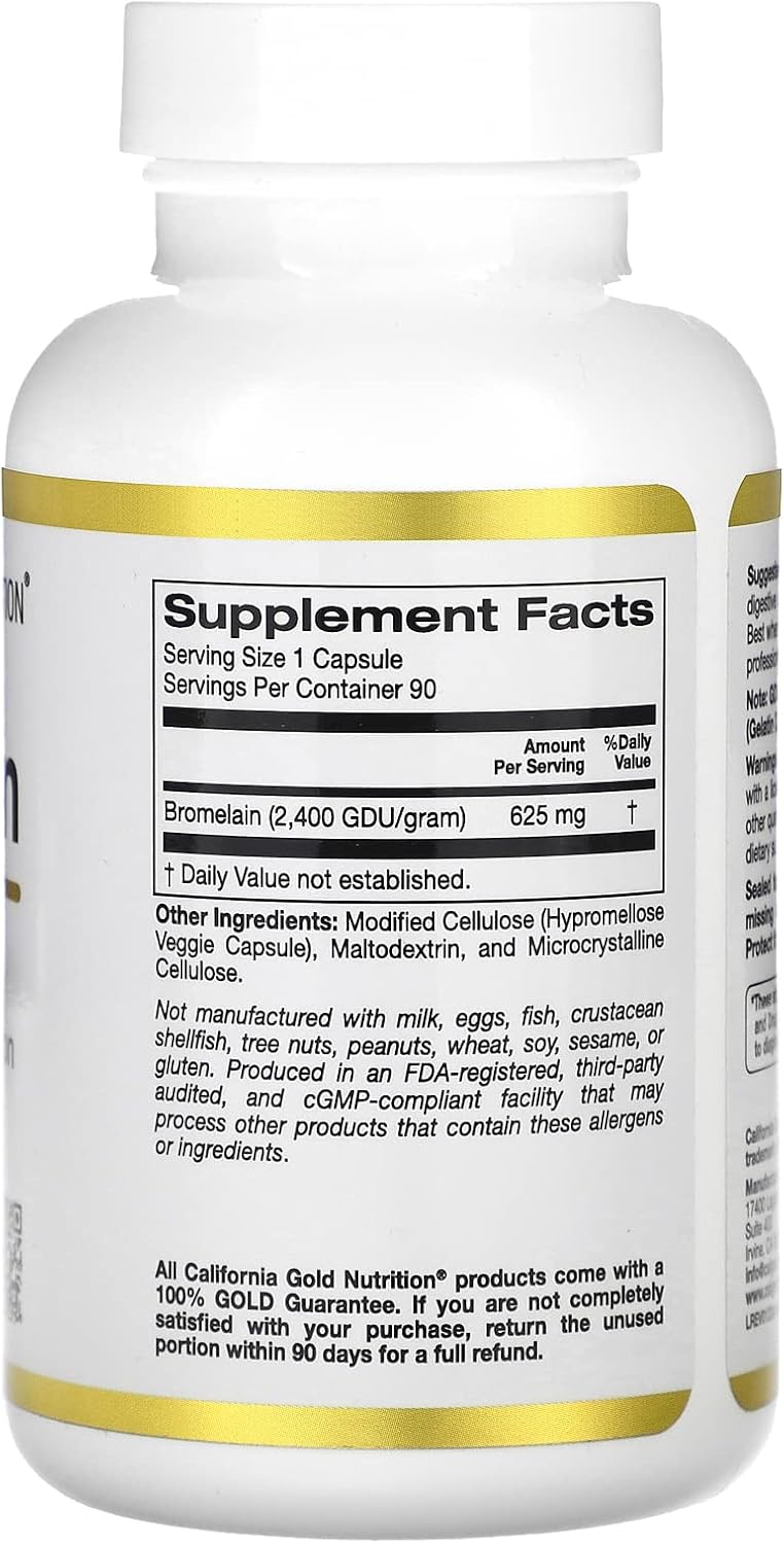 California Gold Nutrition Bromelain Capsules - 625 mg, 90 Vegetarian Capsules