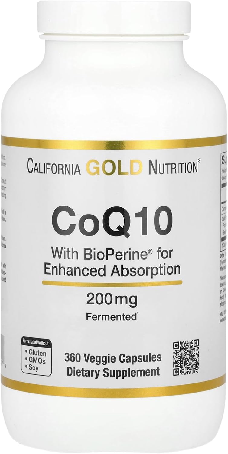 California Gold Nutrition CoQ10 with Bioperine® 200mg - 360 Veg Caps
